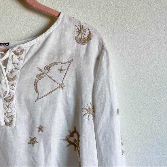 ❤️SOLD❤️Johnny Was Algol Linen Split Neckline Whi - Picture 9 of 11